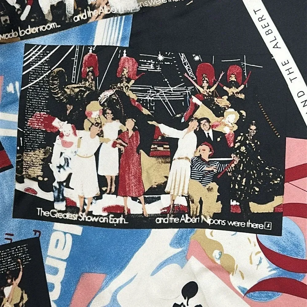 Vintage Albert Nipon Silk Scarf “We Were There” 34x34” made in Japan